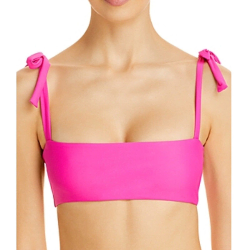 NWT Charlie Holiday Womens Morgan Tie Crop Bikini Top Size Small in Barbie Pink